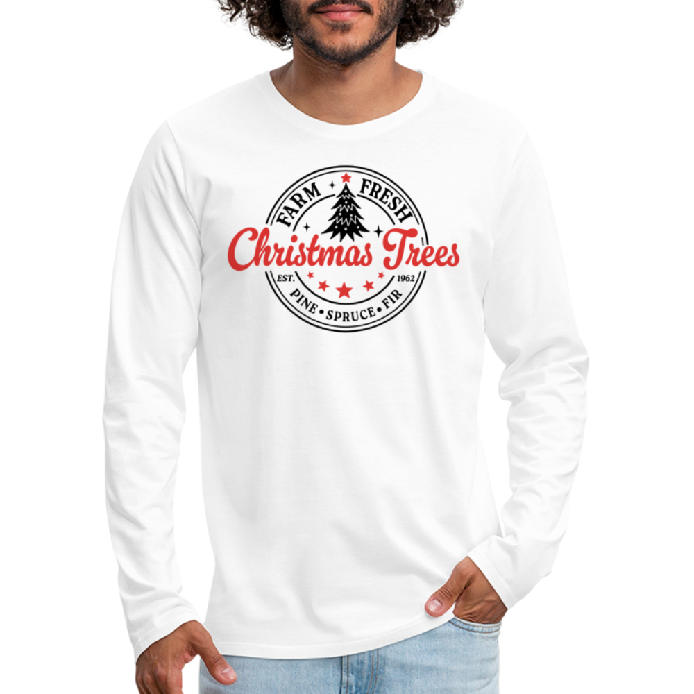 Farm Fresh Christmas Trees Men's Premium Long Sleeve T-Shirt - white