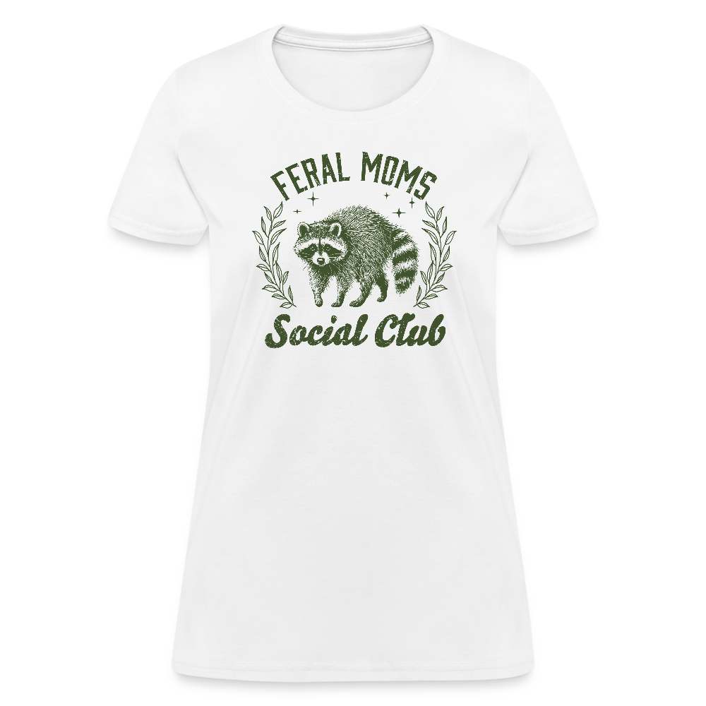 Feral Mom's Social Club Women's Contoured T-Shirt - white