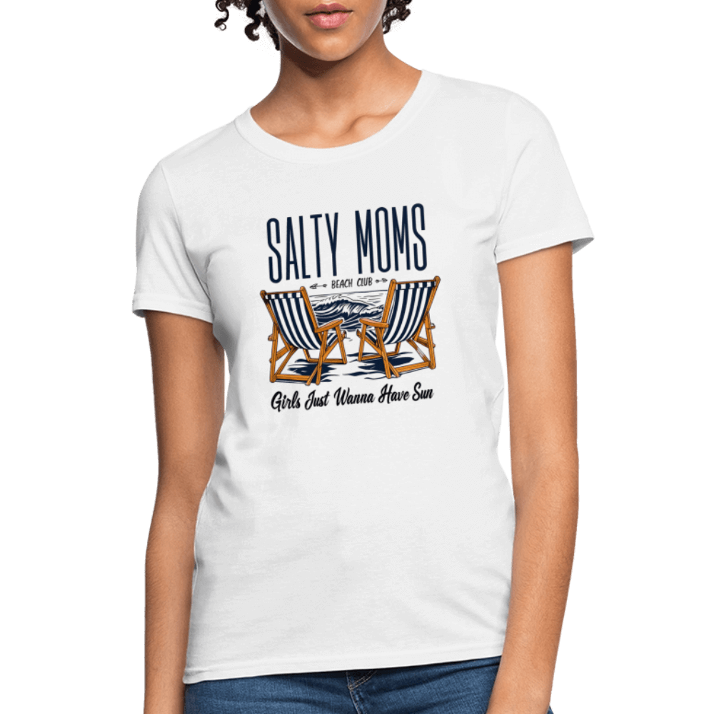 Salty Moms Beach Club T-Shirt – Girls Just Wanna Have Fun - white