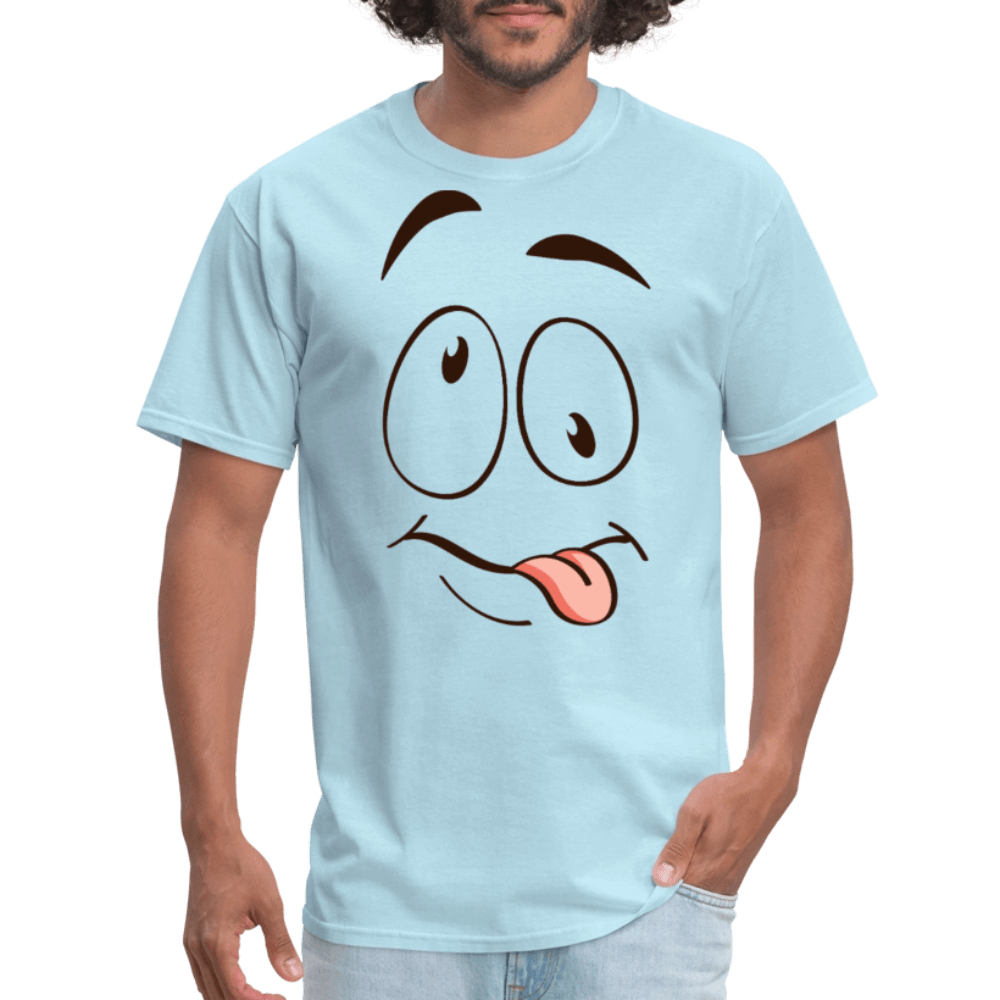 Suggestive Silly Face with Tongue T-Shirt - powder blue