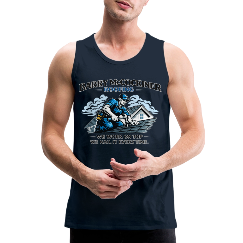 Barry McCockiner Roofing Funny Tank Top Color: Deep Navy