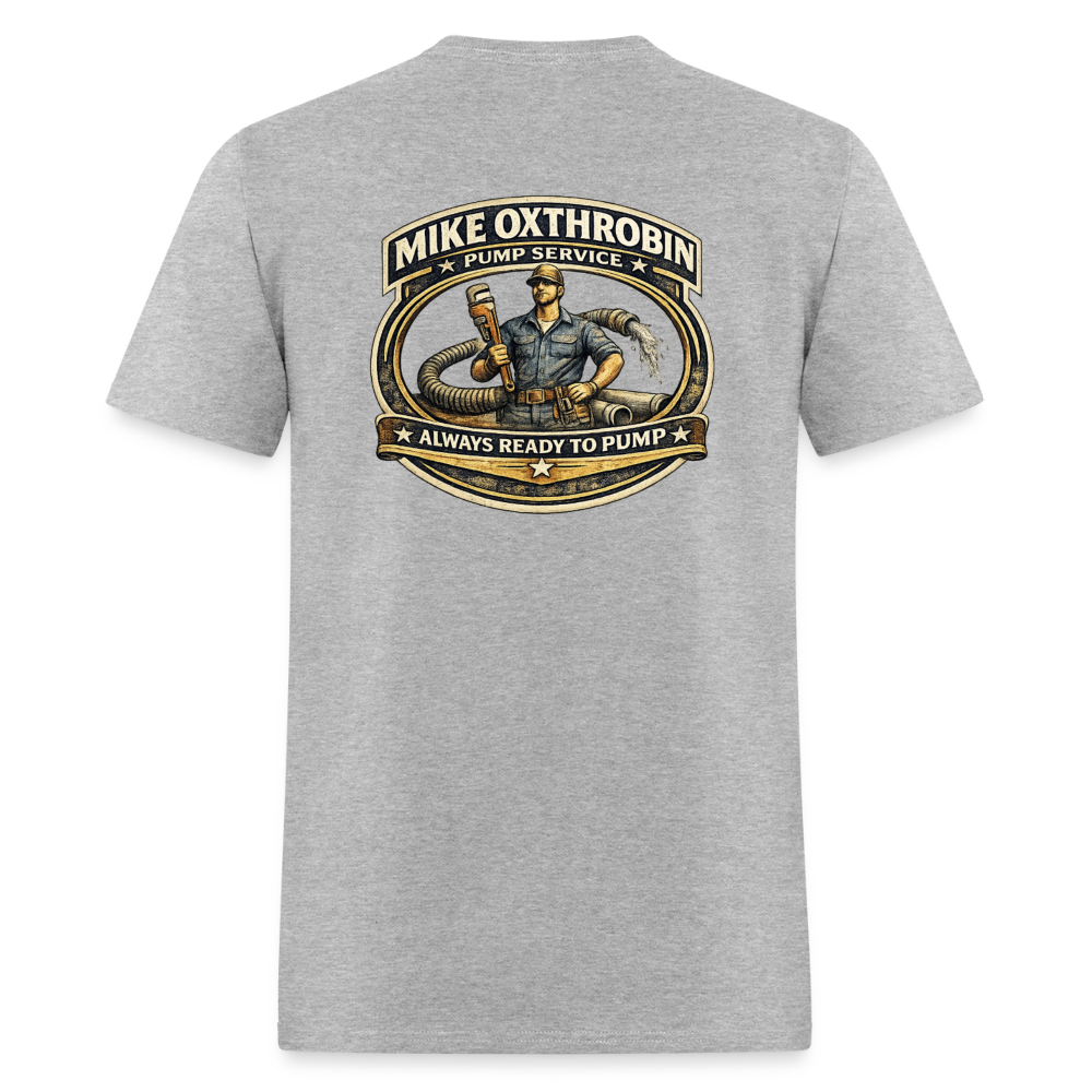 Mike Oxthrobin Pump Service Double-Sided Funny Humor Tee Color: dark red