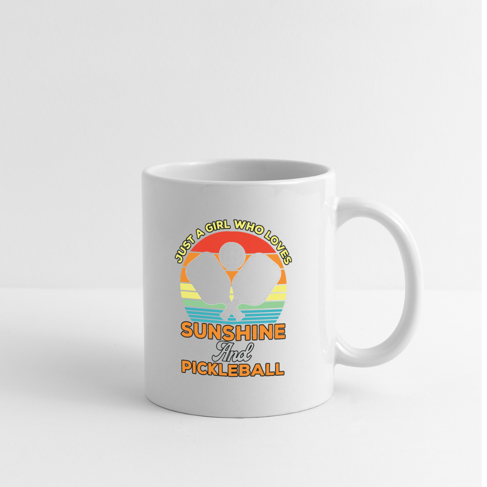Just A Girl Who Loves Sunshine and Pickleball Coffee Mug Color: white