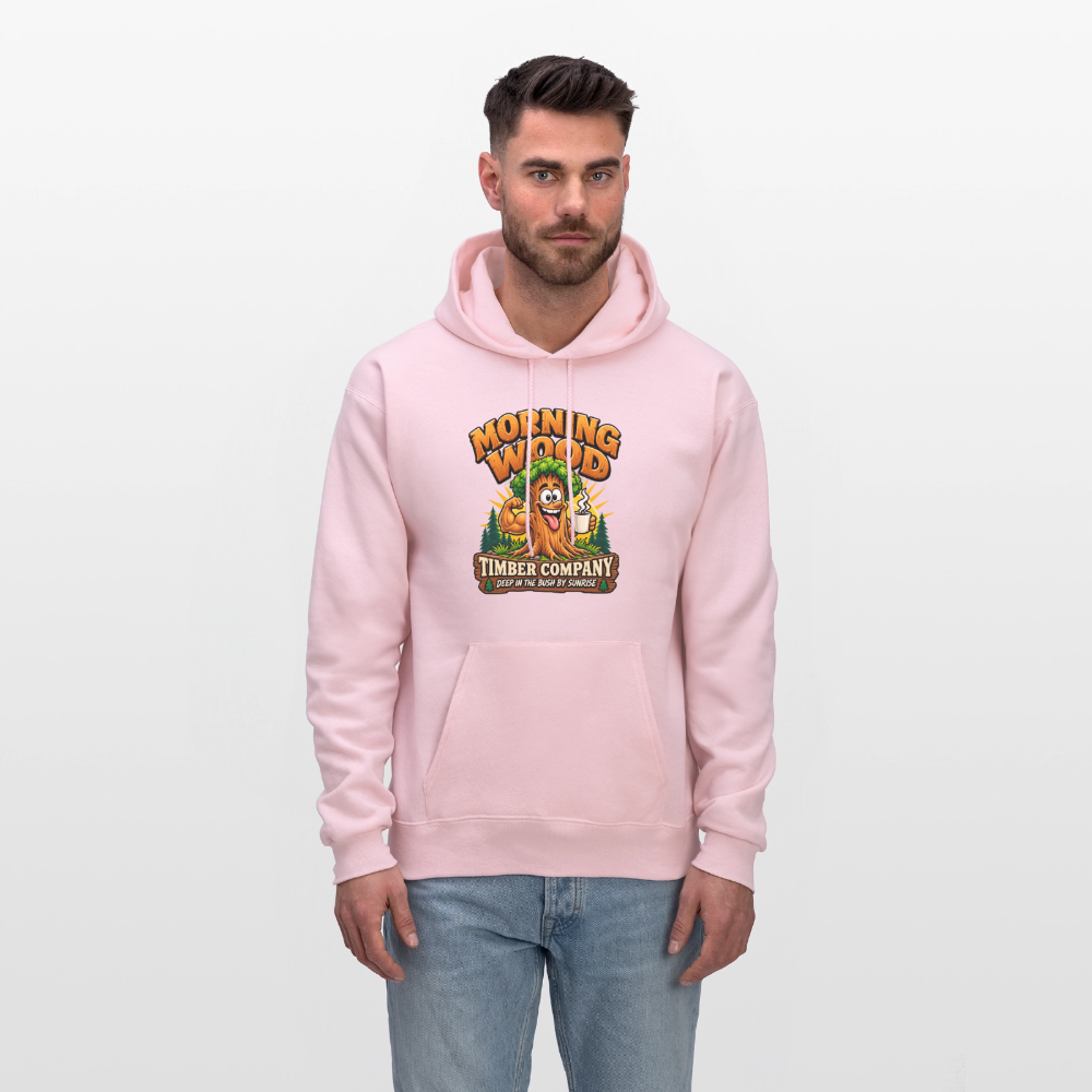 Morning Wood Timber Company Funny Adult Humor Hoodie Color: Heather Gray