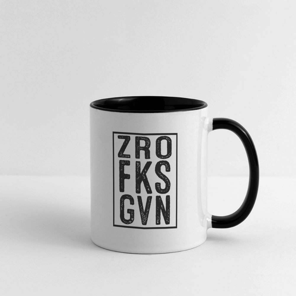 ZRO FKS GVN (Zero Fucks Given) Coffee Mug Color: white/black