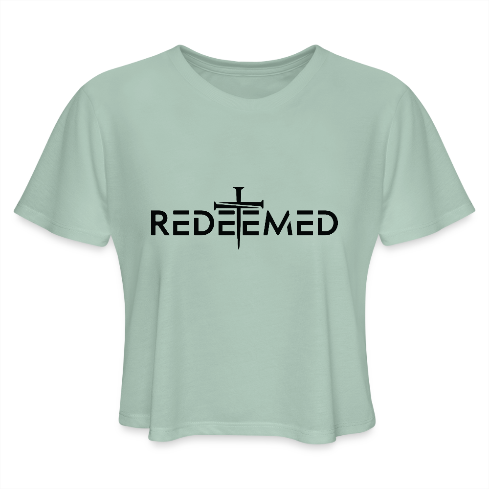 Redeemed Women's Cropped T-Shirt - dusty mint blue