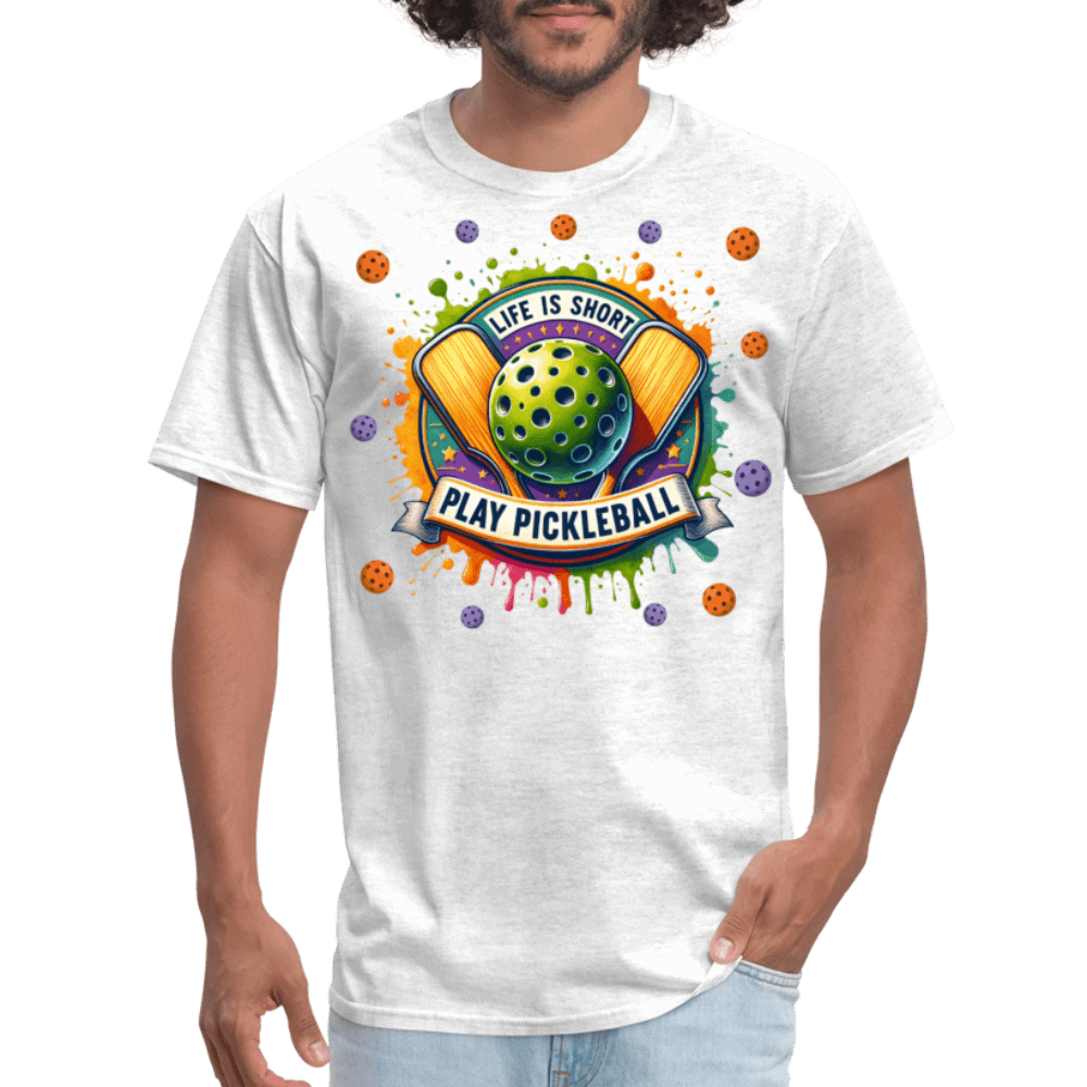 Life Is Short Play Pickleball T-Shirt Color: light heather gray