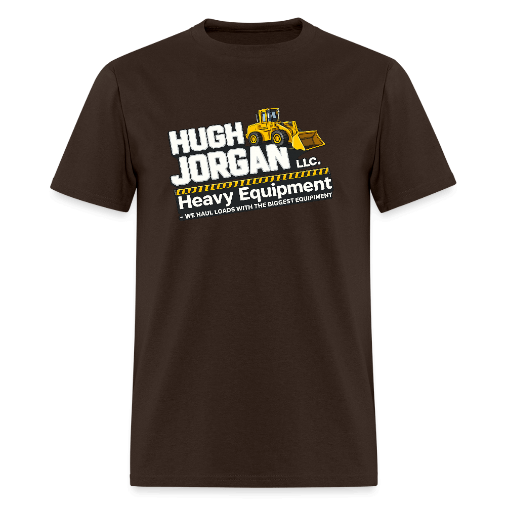 Hugh Jorgan T-Shirt – Heavy Equipment Adult Humor Tee Color: brown