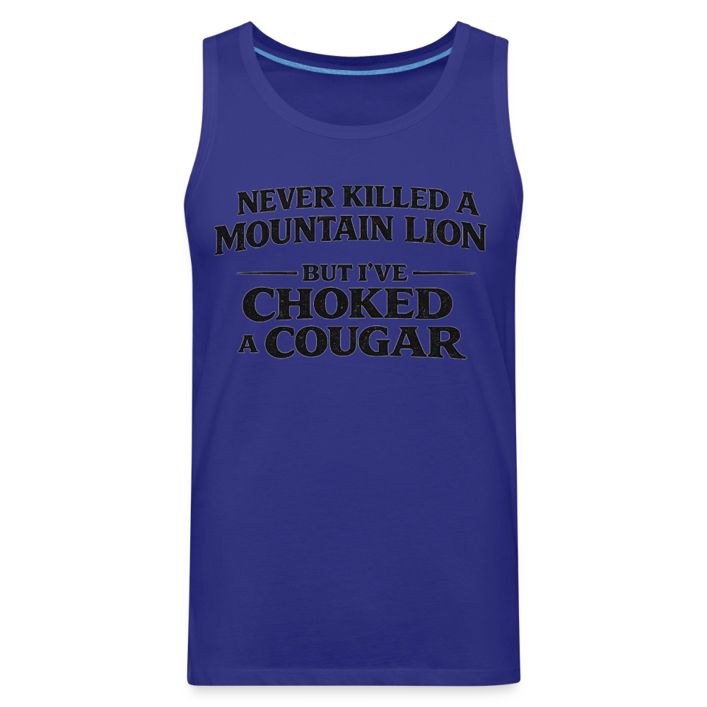 Choked a Cougar Funny Adult Humor Tank Top Color: White