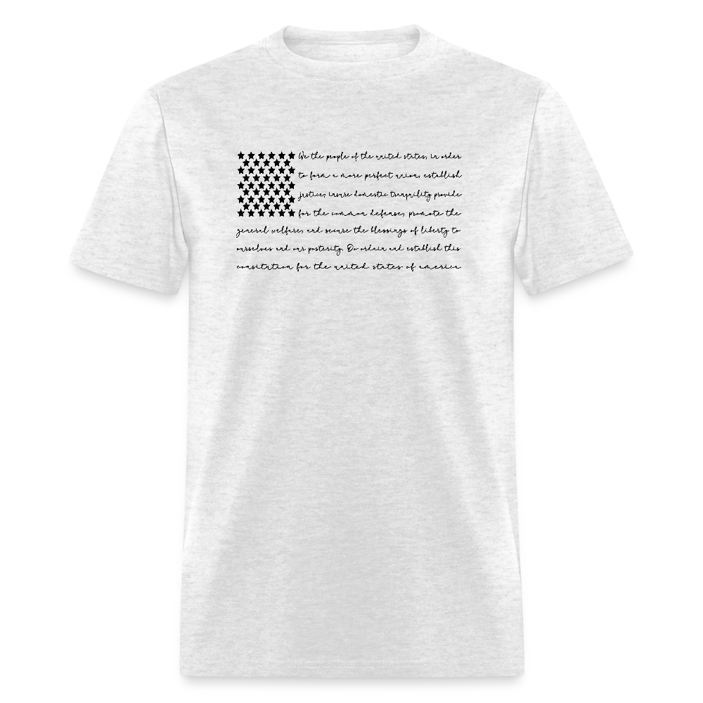 American Flag We The People Constitution T-Shirt (Black Letters) - light heather gray