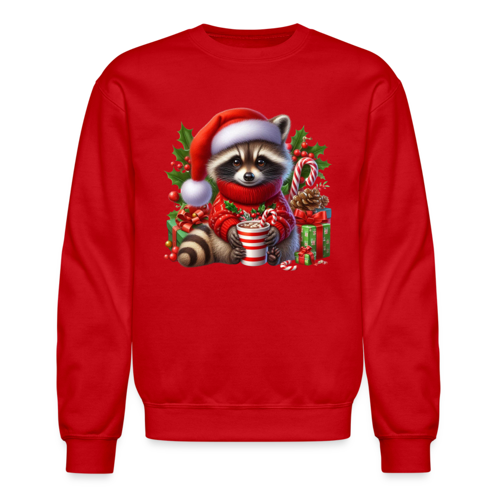 Christmas Cute Feral Raccoon Sweatshirt - red
