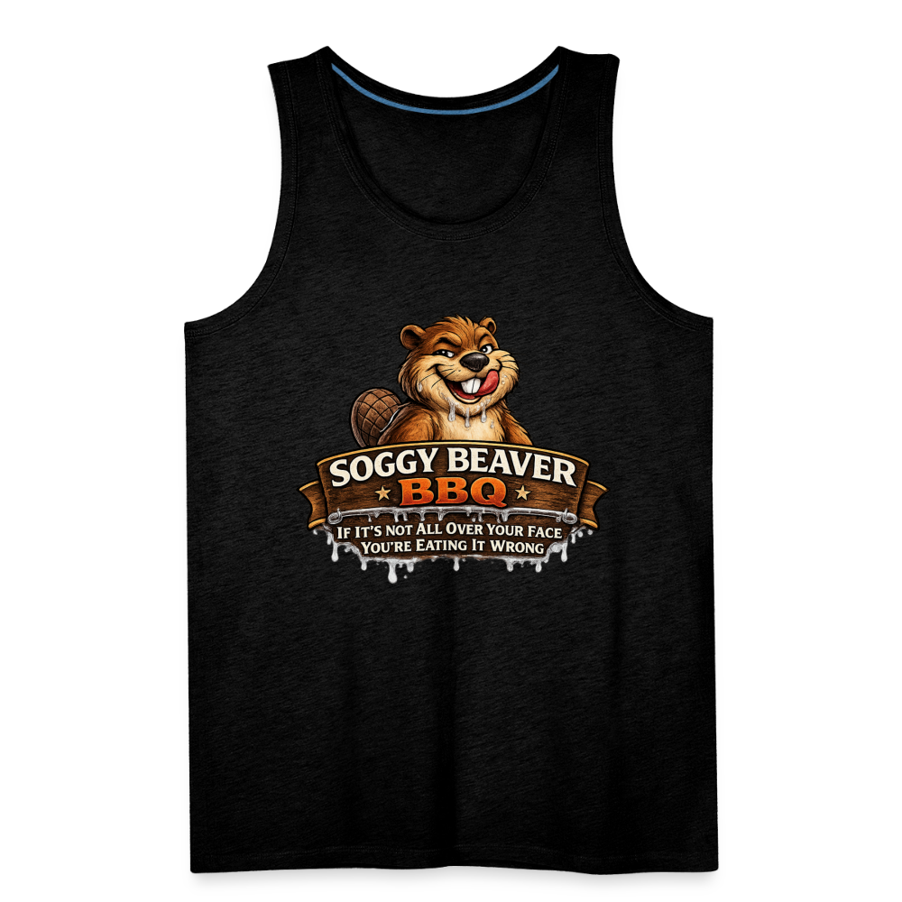 Soggy Beaver BBQ Funny Tank Top Color: Charcoal Grey