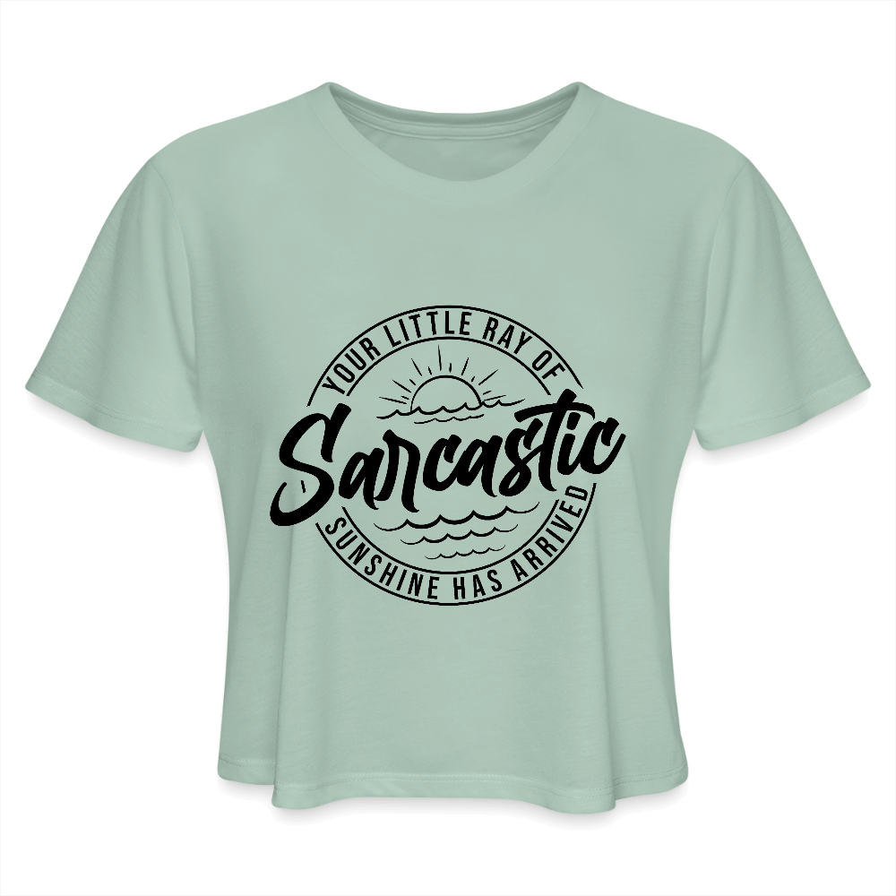 Sarcastic Sunshine Cropped Tee for Women - dusty mint blue