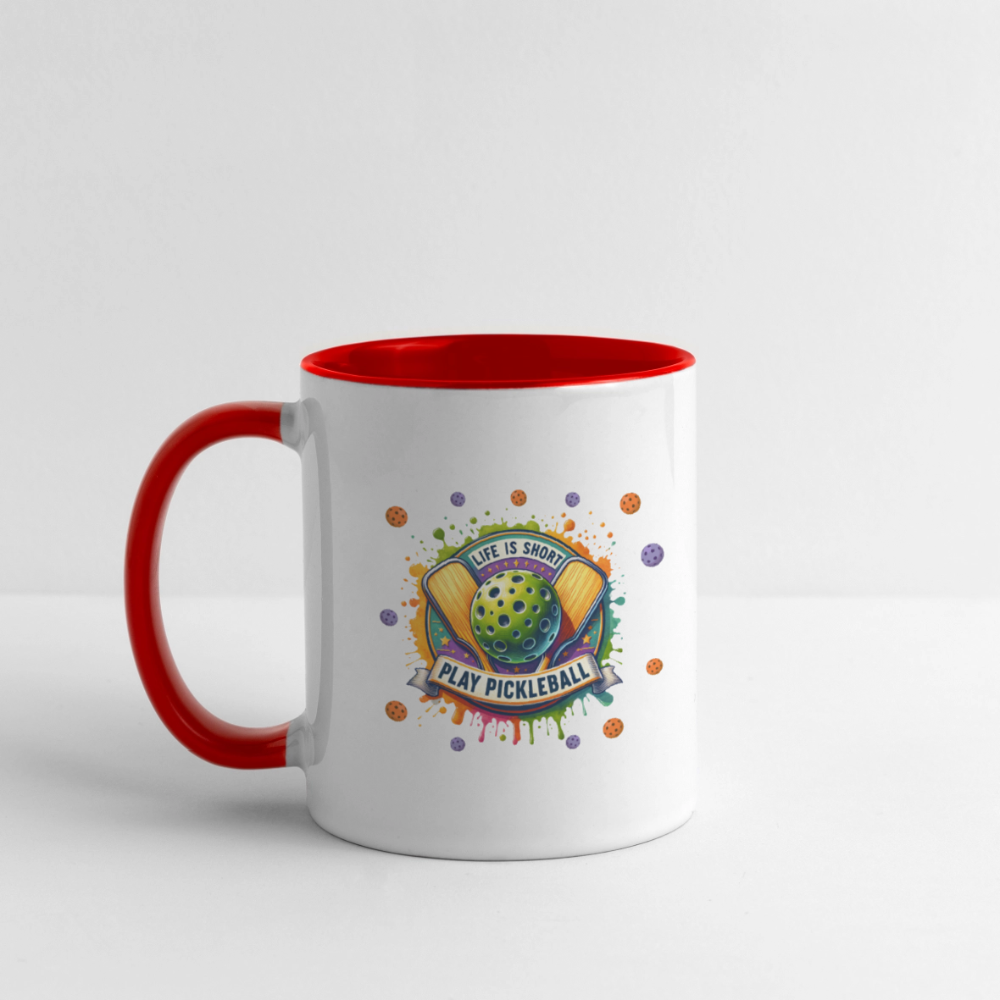 Life Is Short Play Pickleball Coffee Mug Color: white/red