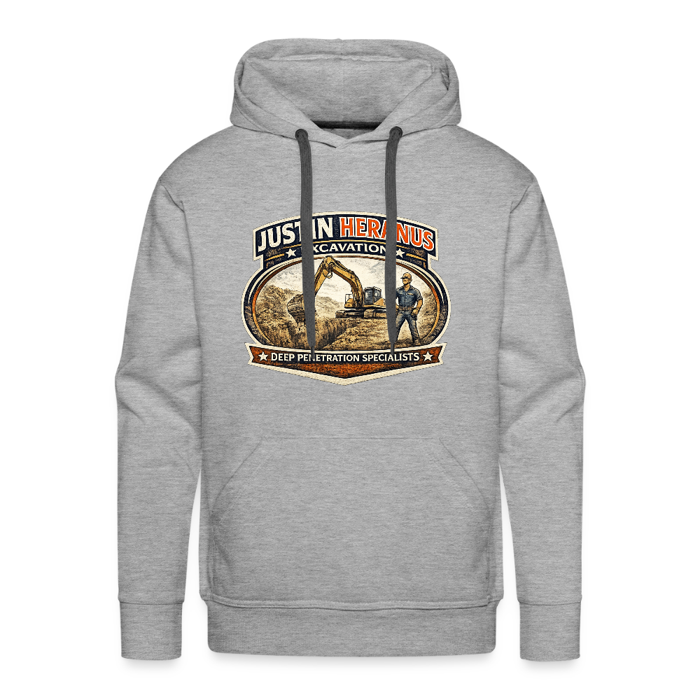 Justin Heranus Drilling Co Hoodie Funny Adult Humor Gear Color: heather grey