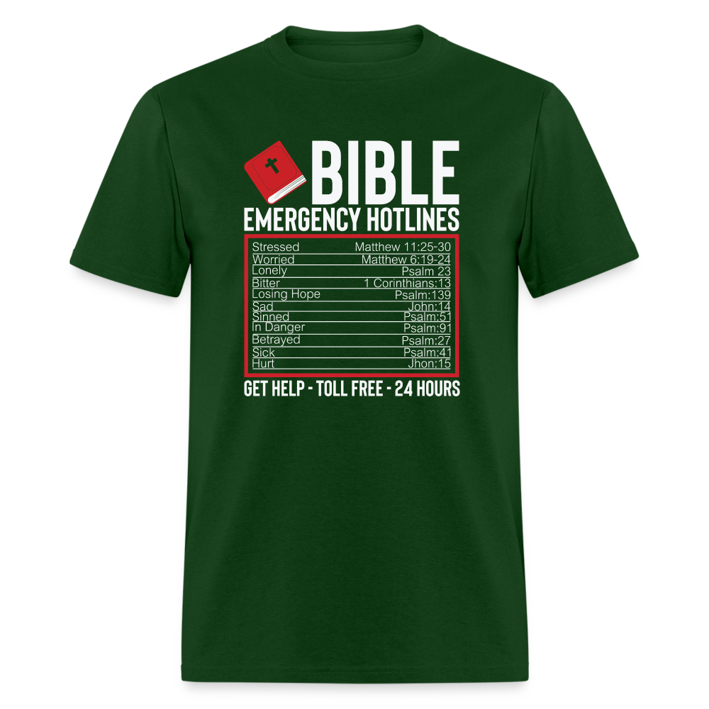 Bible Emergency Hotline (Scriptures) T-Shirt - forest green