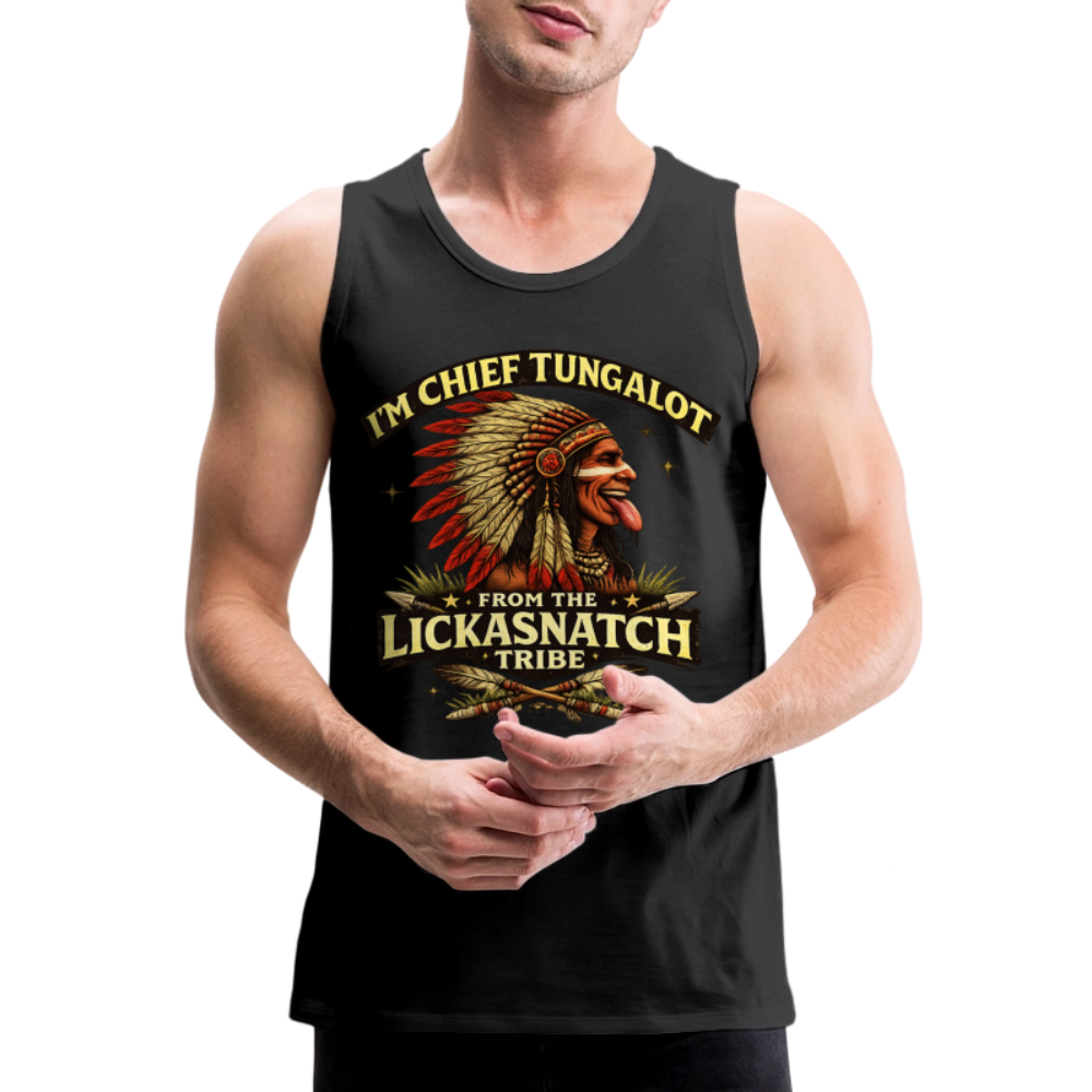 Chief Tungalot Lickasnatch Tribe Funny Tank Top Color: Royal Blue