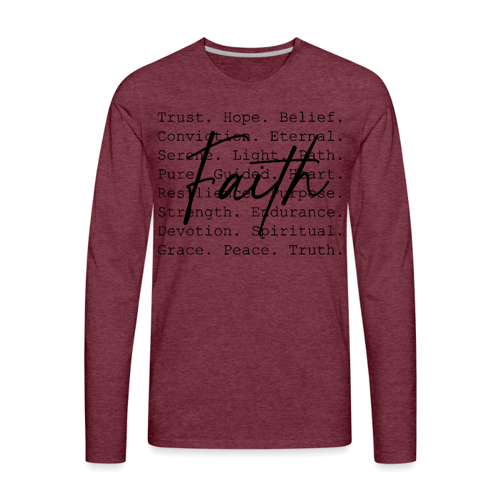 Faith Word Art Men’s Long Sleeve T-Shirt - heather burgundy