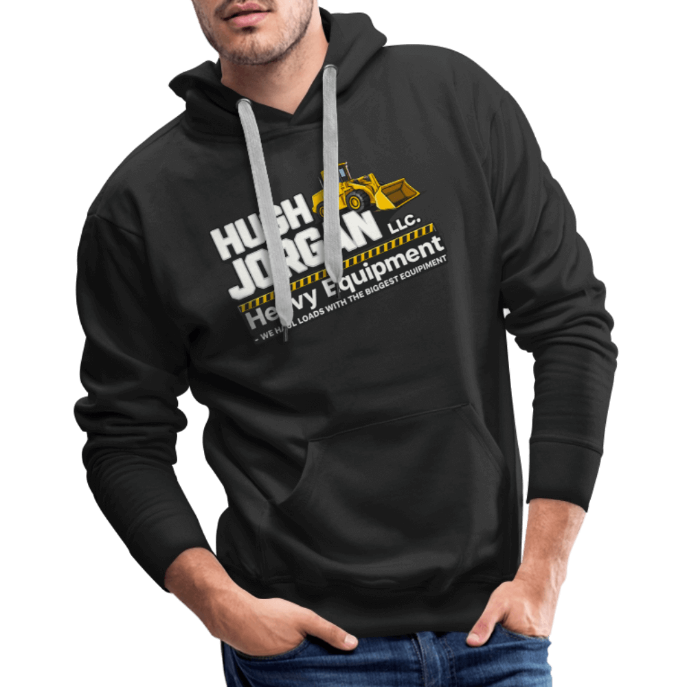 Hugh Jorgan Heavy Equipment Hoodie – Adult Humor Men's Hoodie Color: black