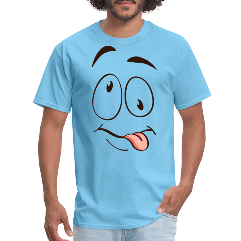 Suggestive Silly Face with Tongue T-Shirt - aquatic blue