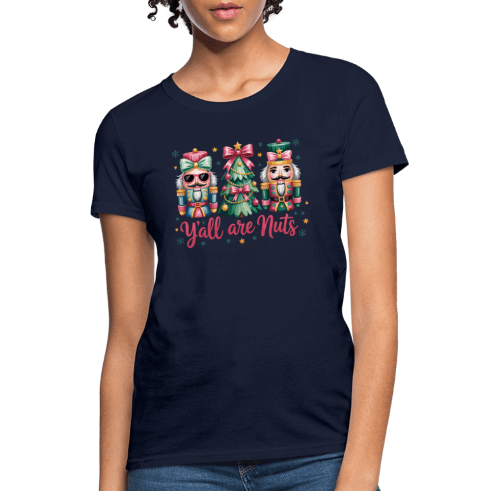 Y'all Are Nuts Women's T-Shirt (Nutcracker Christmas) Color: royal blue