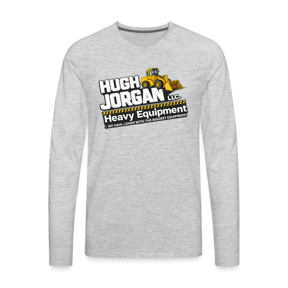 Hugh Jorgan Men's Long Sleeve T-Shirt – Funny Adult Humor Shirt Color: heather gray