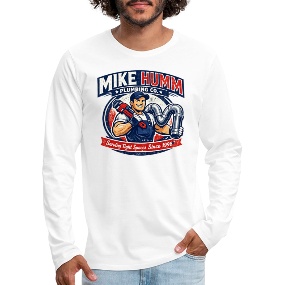 Mike Humm Plumbing Men's Premium Long Sleeve T-Shirt (Adult Humor) Color: black