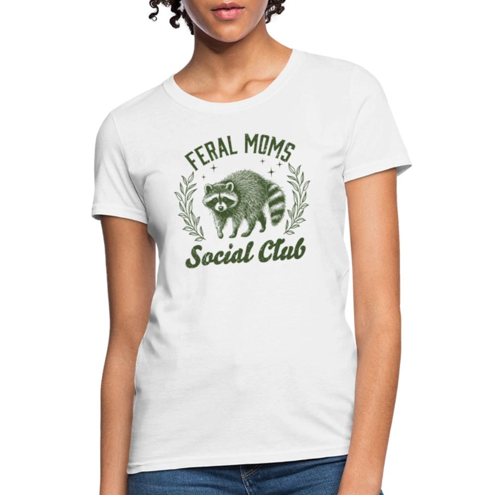 Feral Mom's Social Club Women's Contoured T-Shirt - white