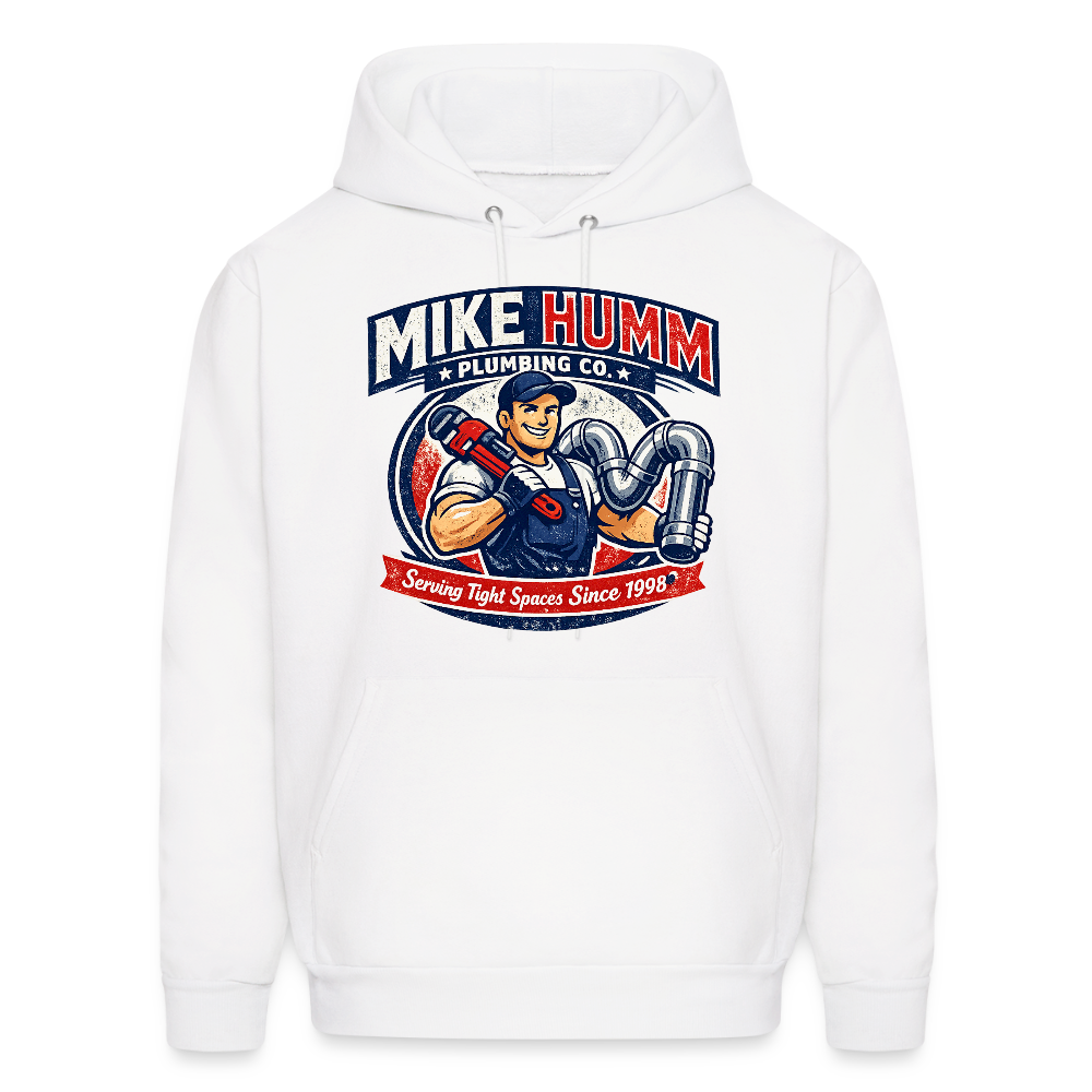 Mike Humm Plumbing Hoodie (Adult Humor) - white