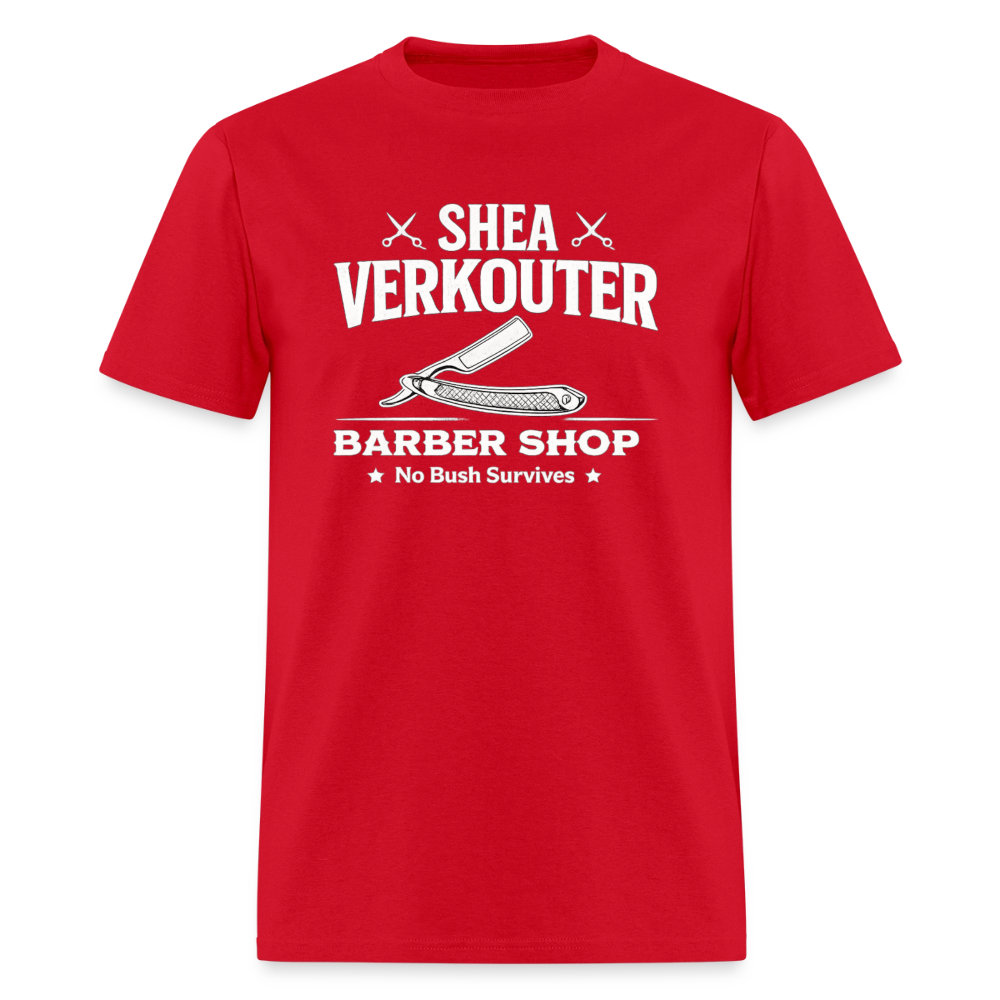 Shea Verkouter Barber Shop Funny Adult Humor T-Shirt Color: Red