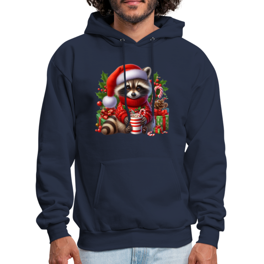 Christmas Cute Feral Raccoon Hoodie - navy