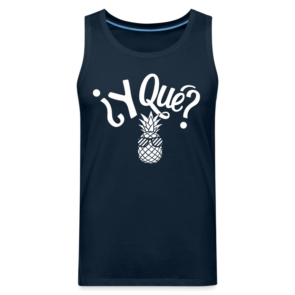 Y Que Piña (Latin Attitude) Men’s Premium Tank Top Color: royal blue