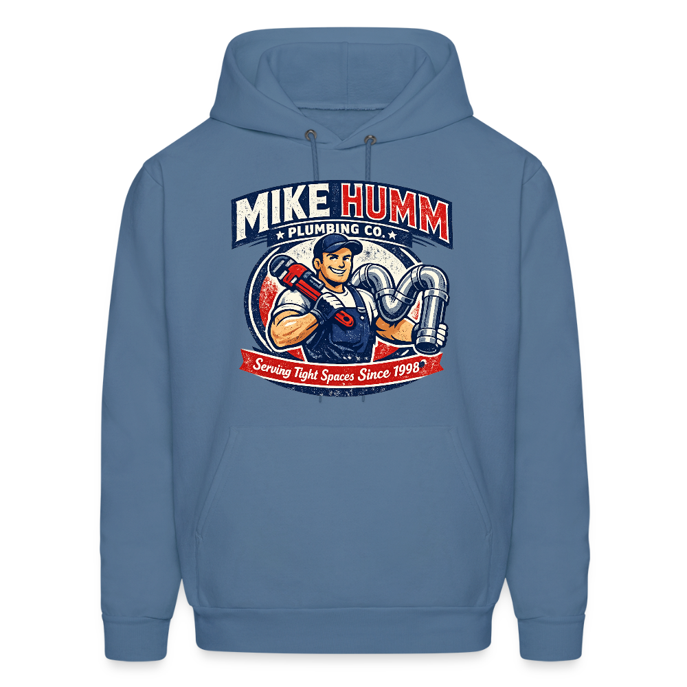 Mike Humm Plumbing Hoodie (Adult Humor) - denim blue