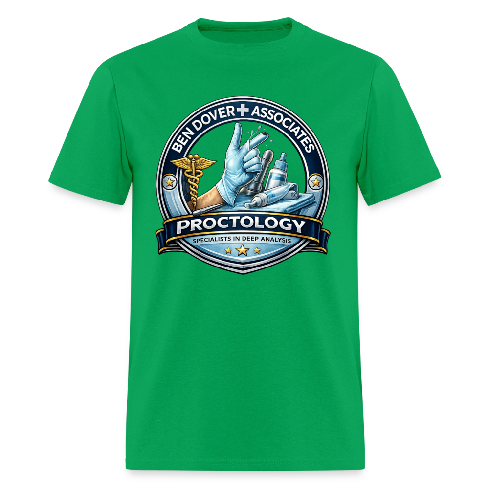 Ben Dover Proctology Funny Graphic T-Shirt Color: Bright Green