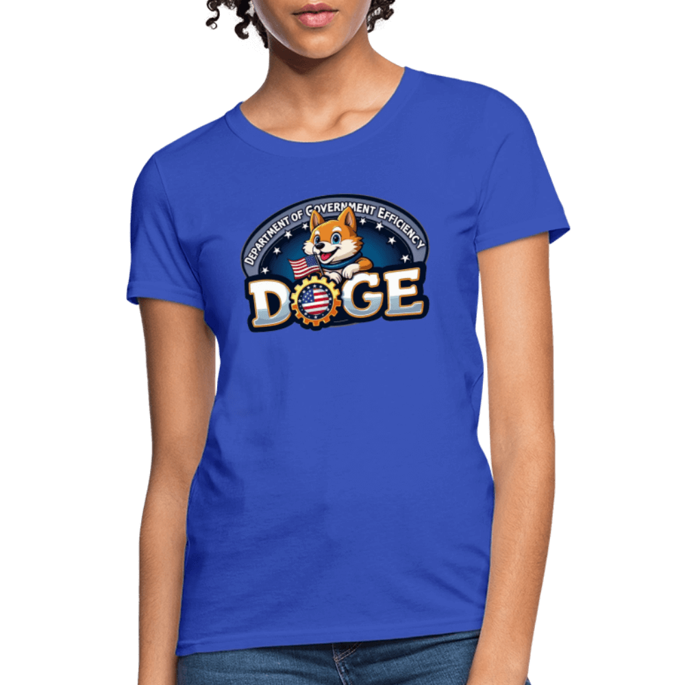 DOGE Logo (Dept of Government Efficiency) Women's Contoured T-Shirt - royal blue