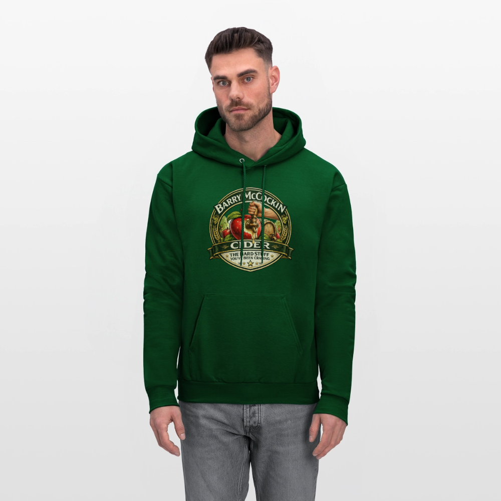 Barry McCockin Cider Funny Graphic Hoodie Color: Forest Green