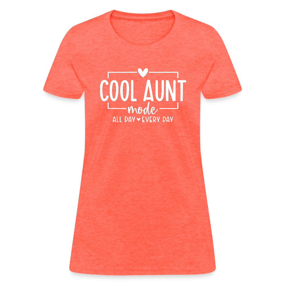 Cool Aunt Mode Women's Contoured T-Shirt - heather coral