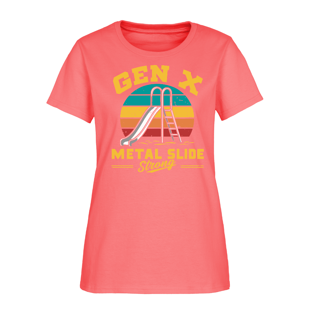 Gen-X Metal Slide Strong Women’s Tee - coral
