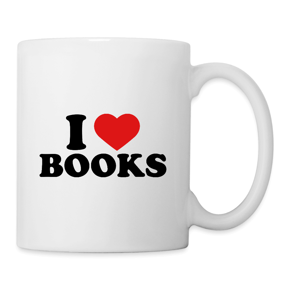 I Love Books Ceramic Mug Color: white