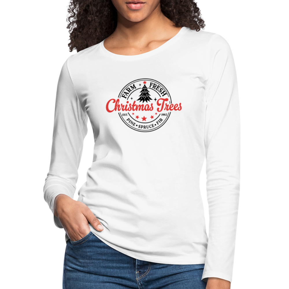 Farm Fresh Christmas Trees Women's Premium Long Sleeve T-Shirt - Color: white