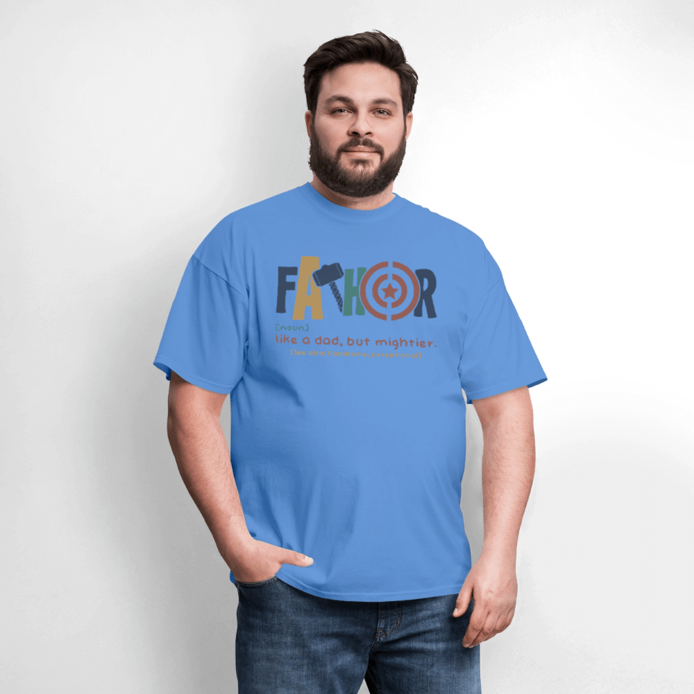 FaThor T-Shirt – Funny Superhero Dad Shirt - carolina blue