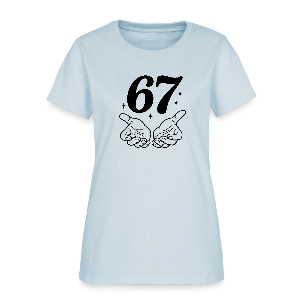 Six Seven 67 Hand Gesture Women's T-Shirt Color: light blue