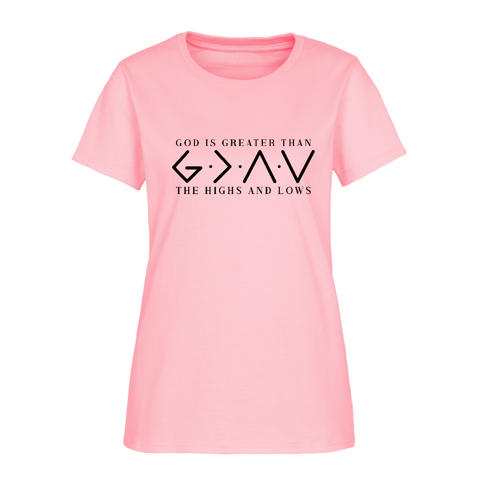 God is Greater Than the High And Lows Women's T-Shirt - pink