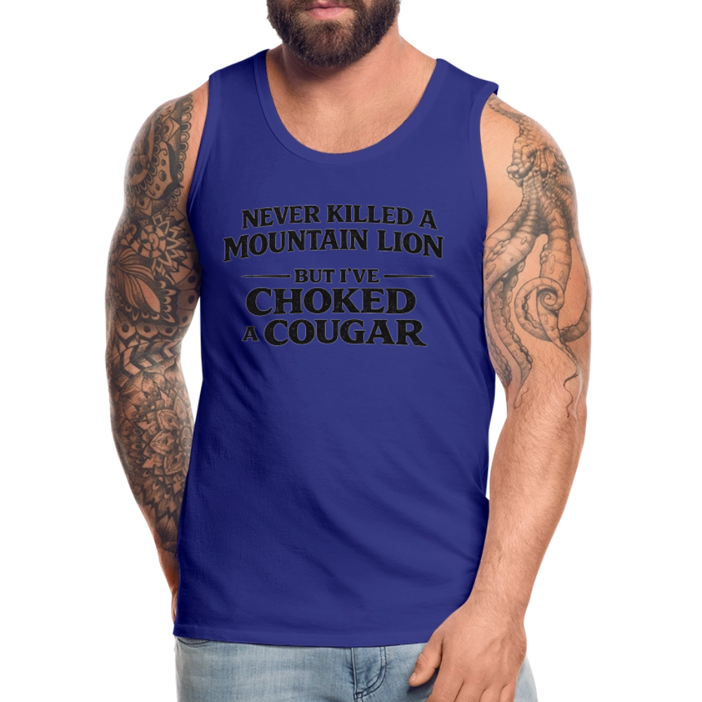 Choked a Cougar Funny Adult Humor Tank Top Color: White