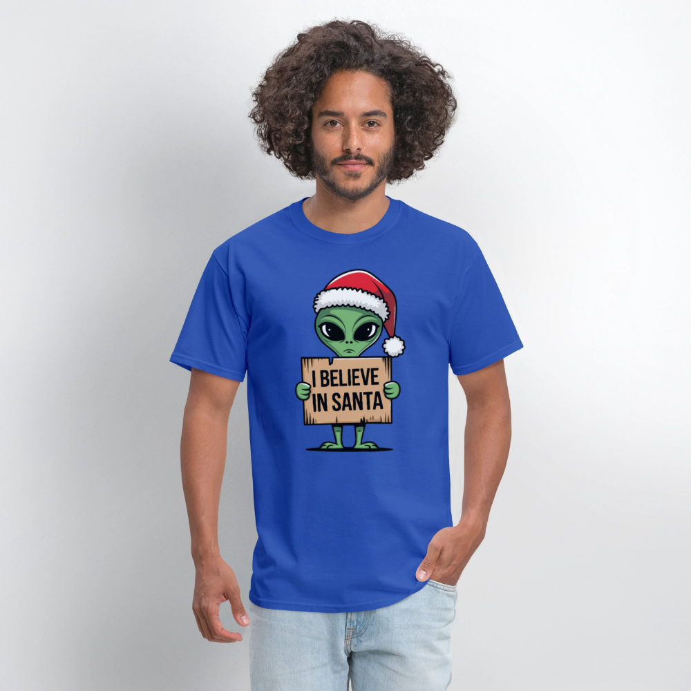 I Believe in Santa T-Shirt – Funny Alien Christmas Tee Color: red