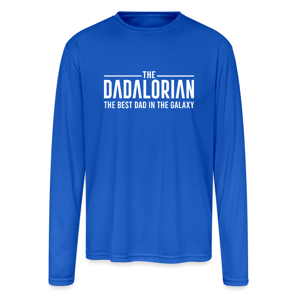 The Dadalorian Men’s Performance Long Sleeve – Best Dad in the Galaxy Color: royal blue