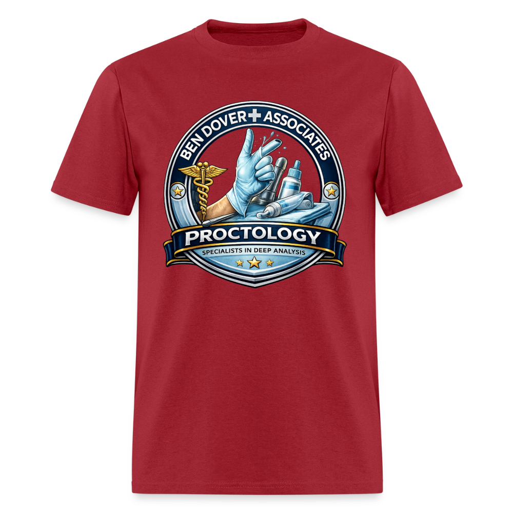 Ben Dover Proctology Funny Graphic T-Shirt Color: Dark Red