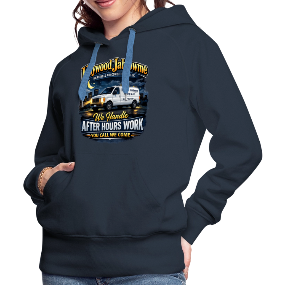 Haywood Jablowme Funny Women’s HVAC Hoodie Color: Navy