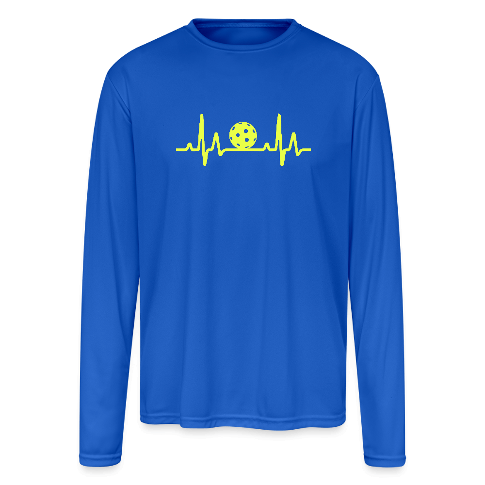 Pickleball Heartbeat Performance Long Sleeve – Play with Passion Color: royal blue