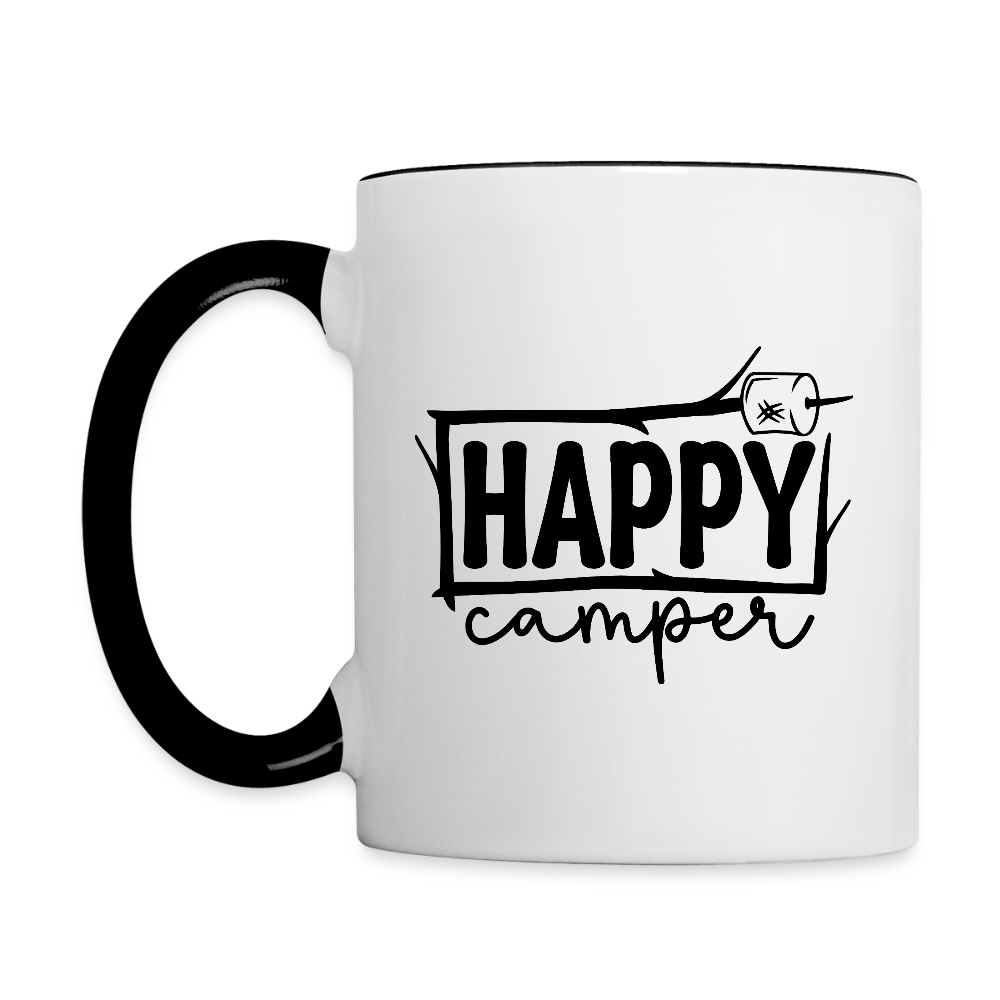 Happy Camper Coffee Mug – Funny Outdoor Toilet Paper Humor - white/black